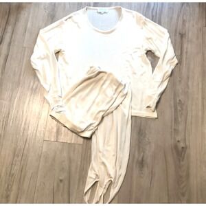 Size L WinterSilks Women's Base Layer Set Pure Silk Creamy Off White Pants Shirt